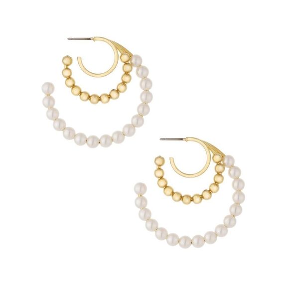 ETTIKA
Imitation Pearl and 18K Gold Plated Bubble Hoops - Picture 1 of 4